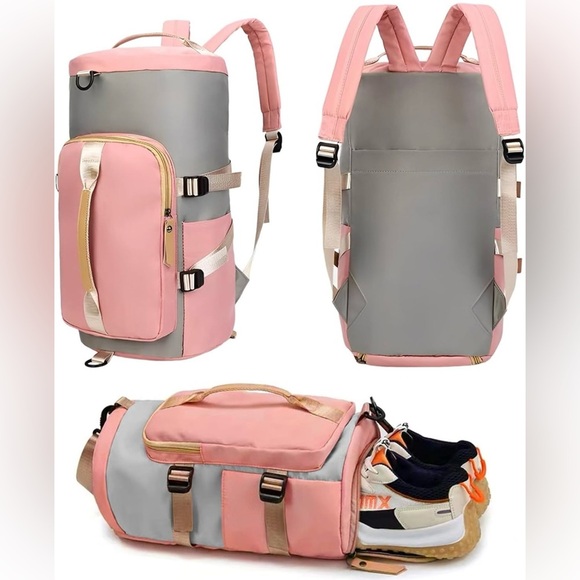 Waterproof Gym Backpack With Shoe Compartment Sports Duffel Bag - Picture 1 of 5